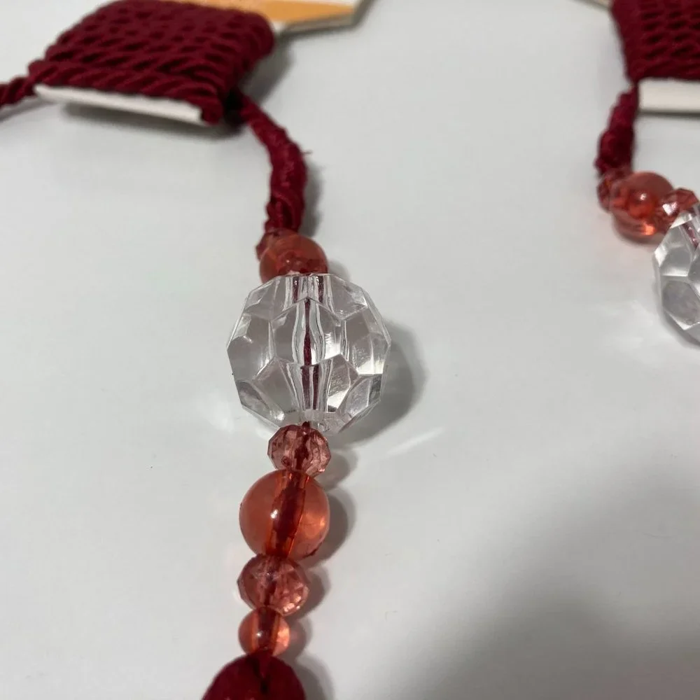 Burgundy Red Beaded Curtain Tieback Set of 2 Long